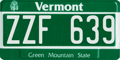 VT license plate ZZF639