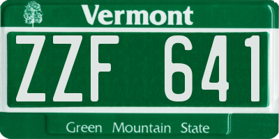 VT license plate ZZF641