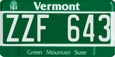 VT license plate ZZF643