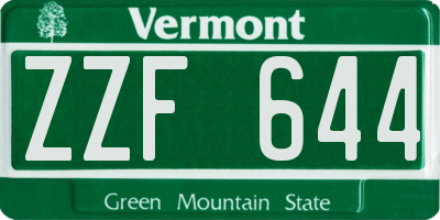 VT license plate ZZF644