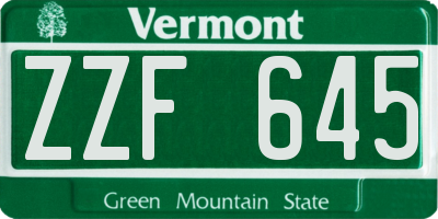 VT license plate ZZF645