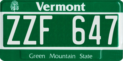 VT license plate ZZF647