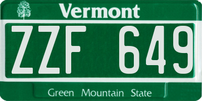 VT license plate ZZF649