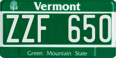 VT license plate ZZF650