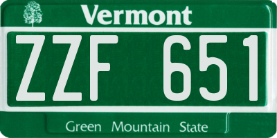 VT license plate ZZF651