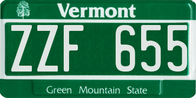 VT license plate ZZF655