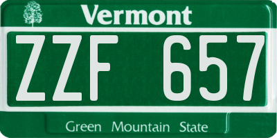 VT license plate ZZF657