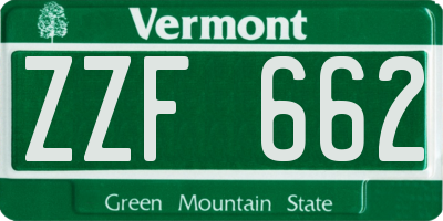 VT license plate ZZF662