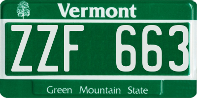 VT license plate ZZF663