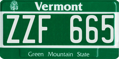 VT license plate ZZF665