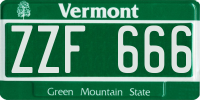 VT license plate ZZF666