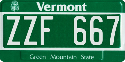 VT license plate ZZF667