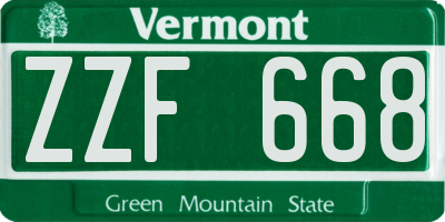 VT license plate ZZF668