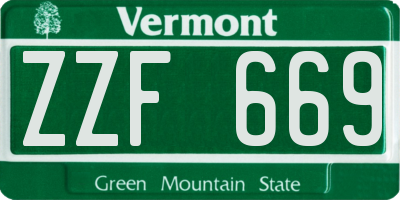 VT license plate ZZF669