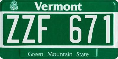 VT license plate ZZF671