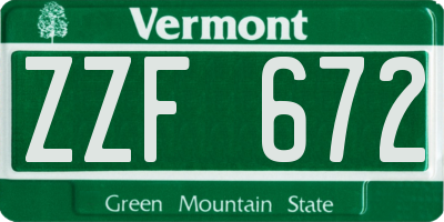VT license plate ZZF672