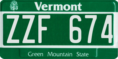 VT license plate ZZF674