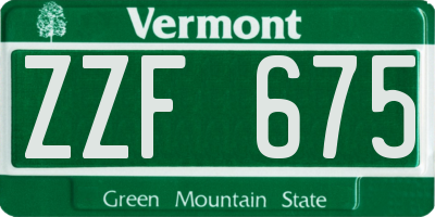 VT license plate ZZF675