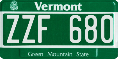 VT license plate ZZF680