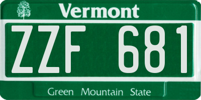 VT license plate ZZF681