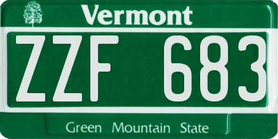 VT license plate ZZF683