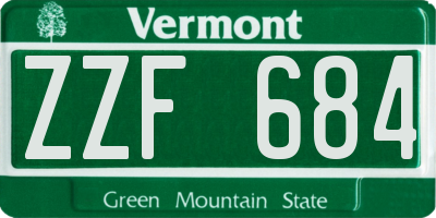 VT license plate ZZF684