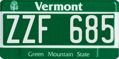 VT license plate ZZF685