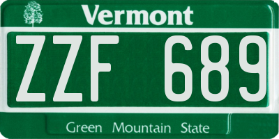 VT license plate ZZF689