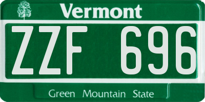 VT license plate ZZF696
