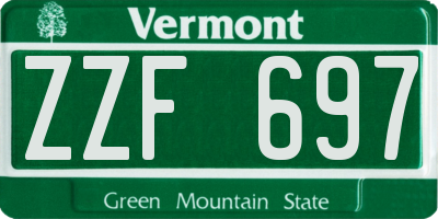 VT license plate ZZF697