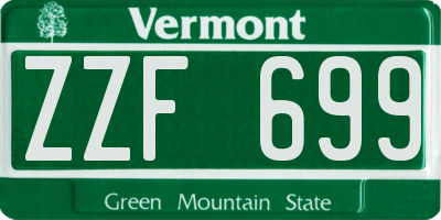VT license plate ZZF699