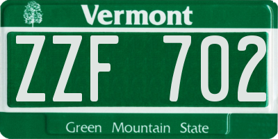VT license plate ZZF702