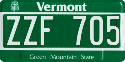 VT license plate ZZF705