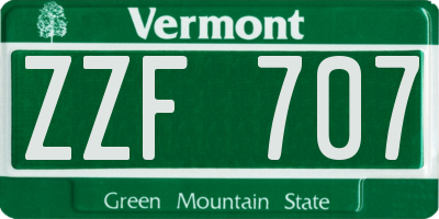 VT license plate ZZF707
