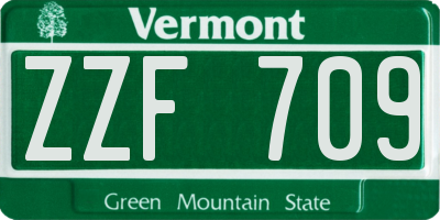VT license plate ZZF709