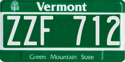 VT license plate ZZF712