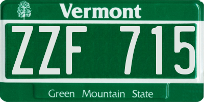 VT license plate ZZF715