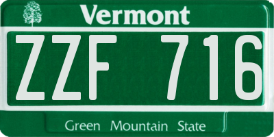 VT license plate ZZF716