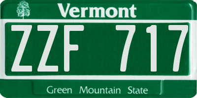 VT license plate ZZF717