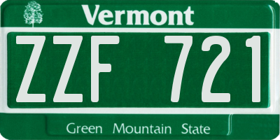 VT license plate ZZF721