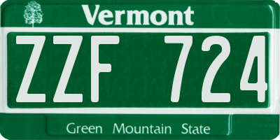 VT license plate ZZF724