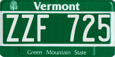 VT license plate ZZF725