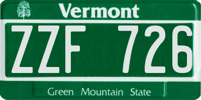 VT license plate ZZF726