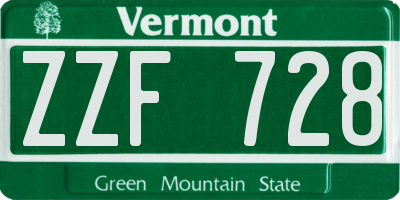 VT license plate ZZF728