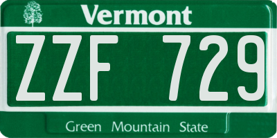 VT license plate ZZF729