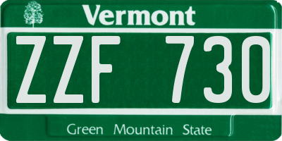 VT license plate ZZF730