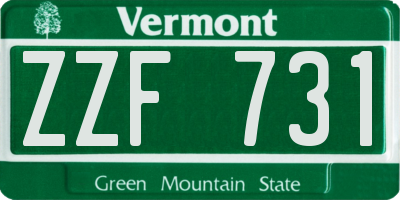 VT license plate ZZF731