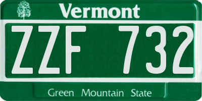 VT license plate ZZF732