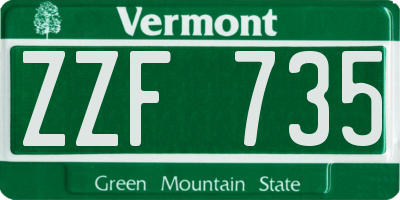 VT license plate ZZF735