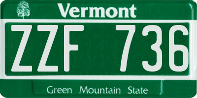 VT license plate ZZF736